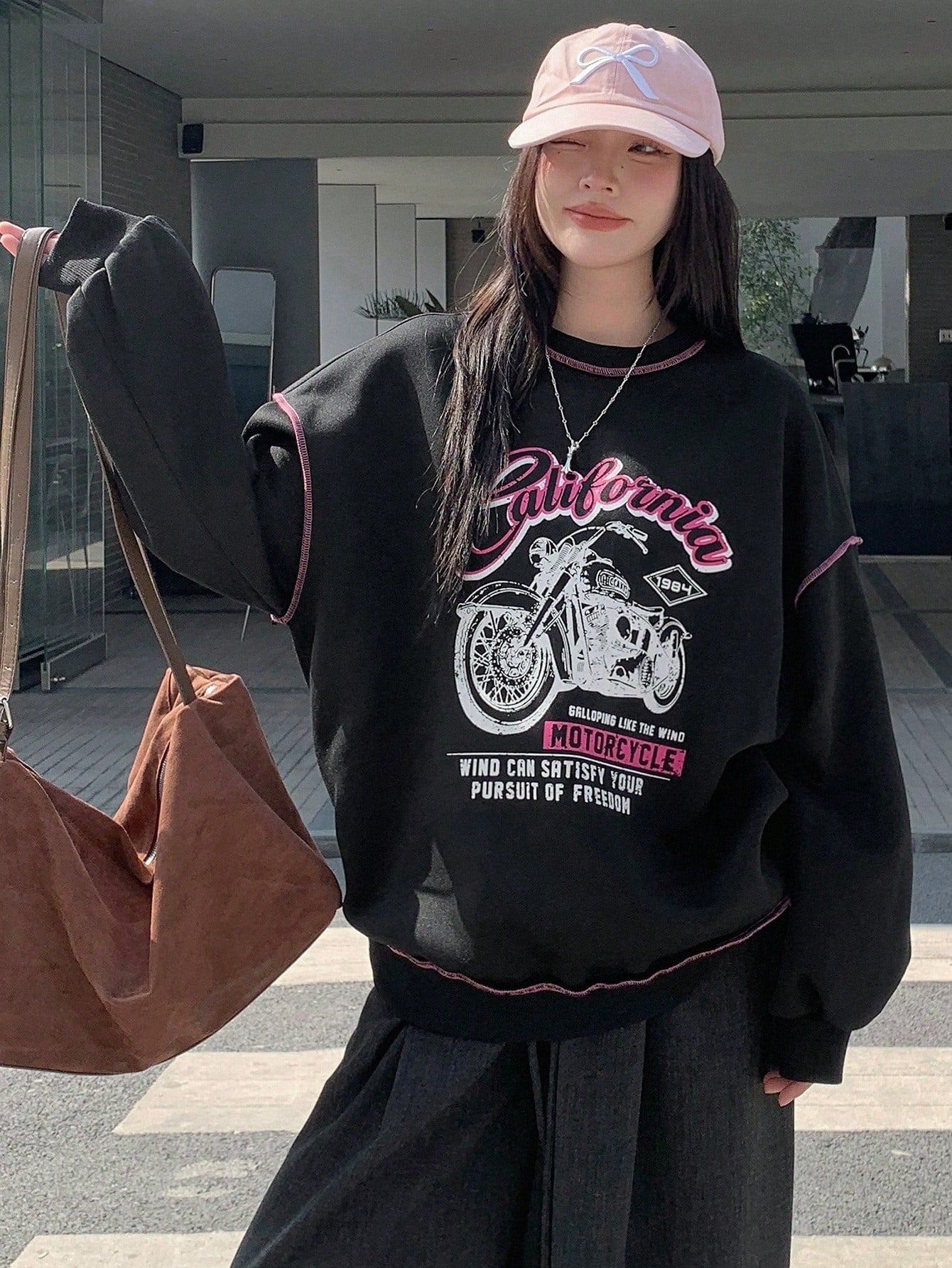 SXV Women's Loose Contrast Color Thermal Lined Thick Sweatshirt Fall,Winter