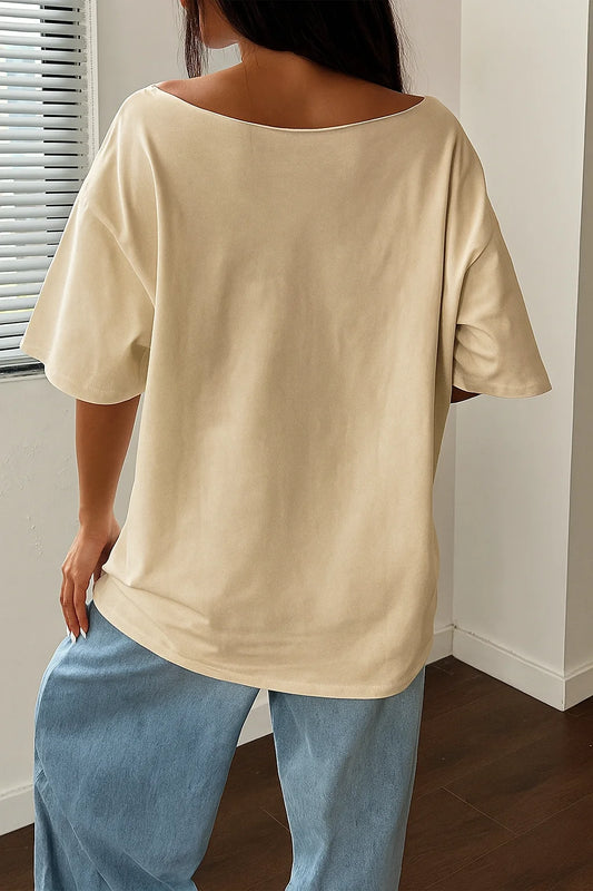 SXV plain off shoulder beige top