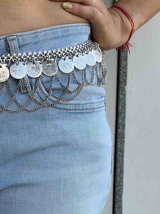 Silver Oxidised waist belt