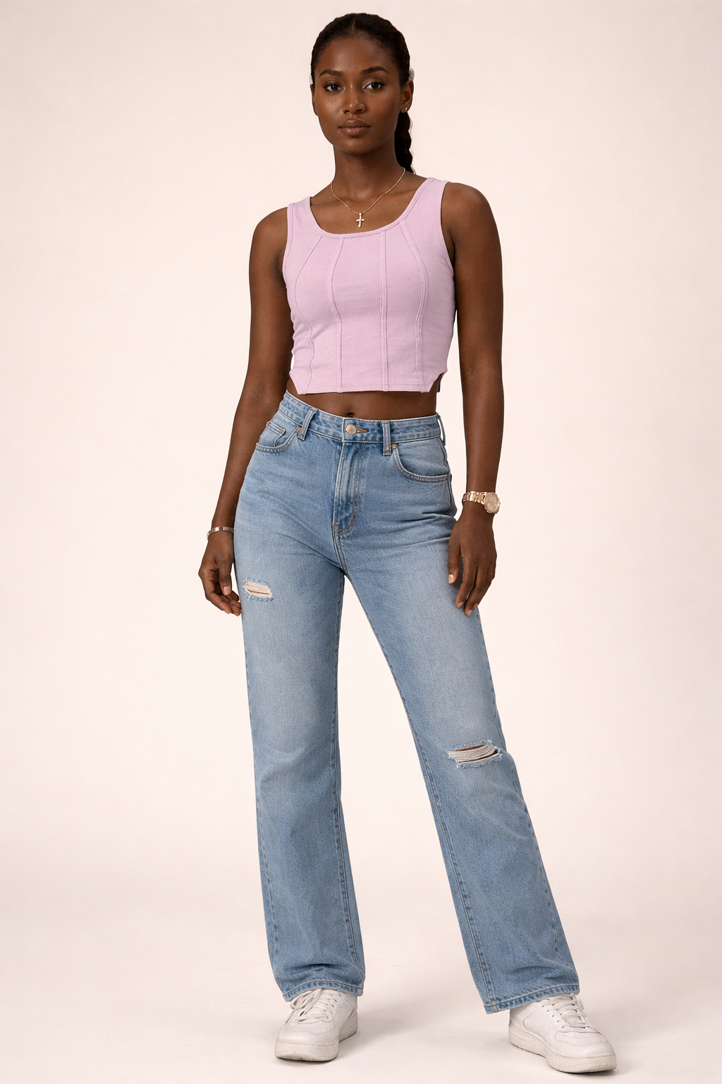 SXV LAVENDER knitted Corset Crop Top