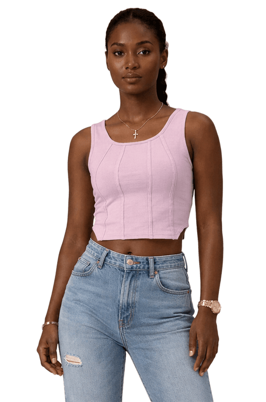 SXV LAVENDER knitted Corset Crop Top