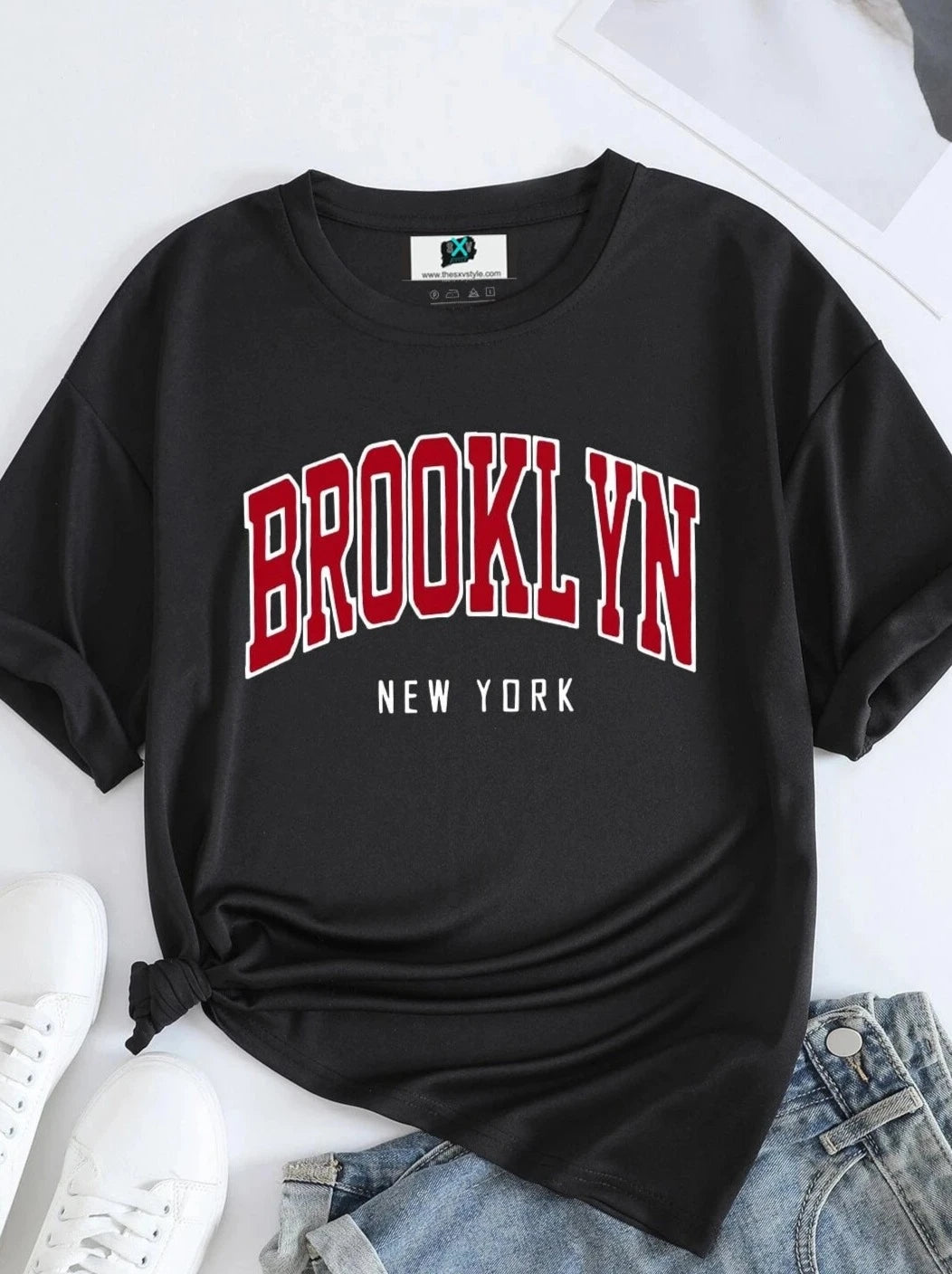 SXV 'BROOKLYN newyork' Printed Cool Aesthetic Oversized T-shirt