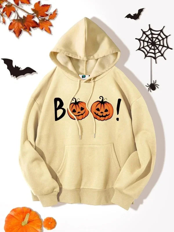 SXV 'Boo Pumpkin’ Printed Cool Aesthetic Sweatshirt Hoodie