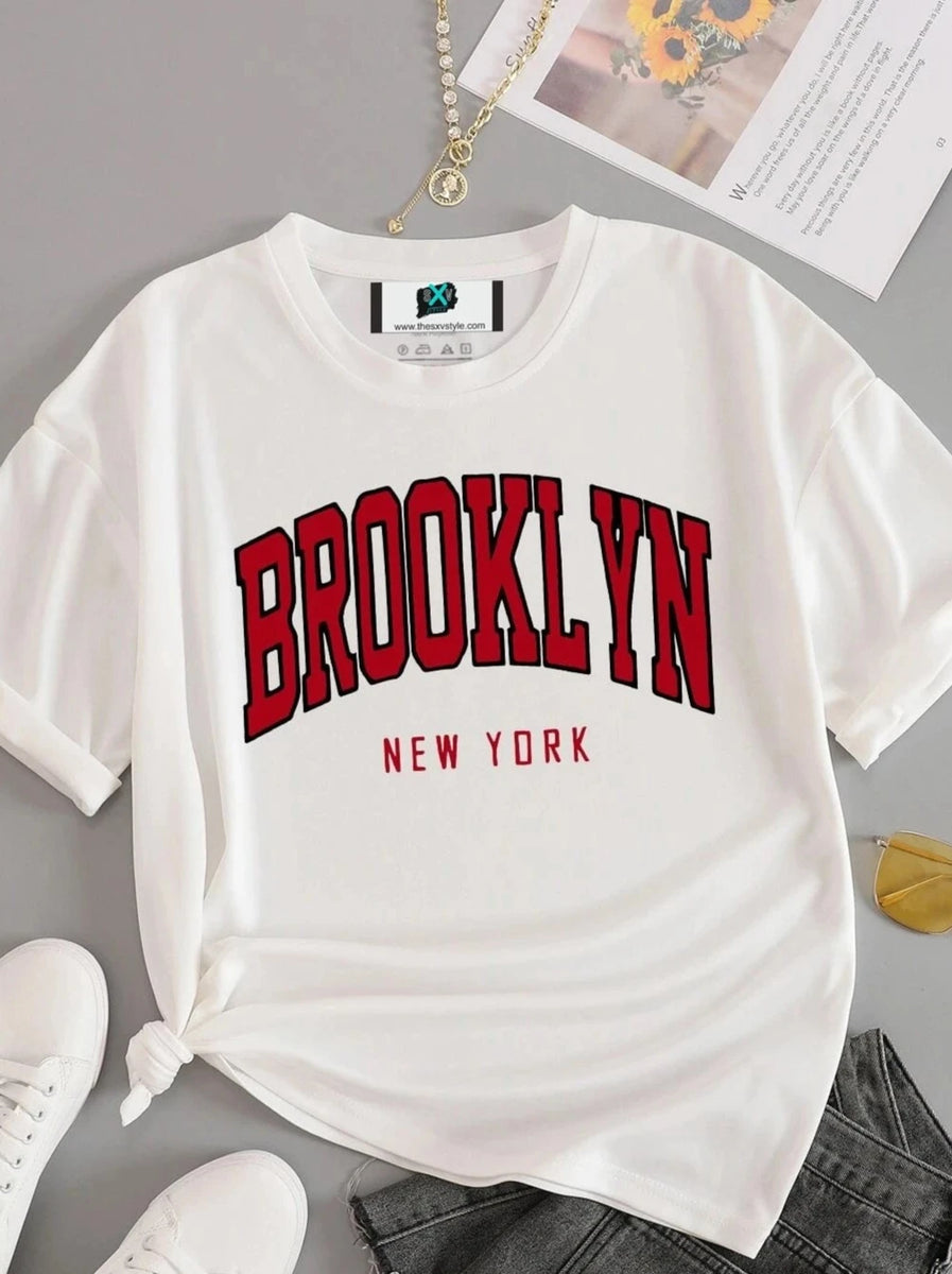 Brooklynitedesigns Brooklyn Turquoise Girls T-Shirt with Silver Dodgers Script