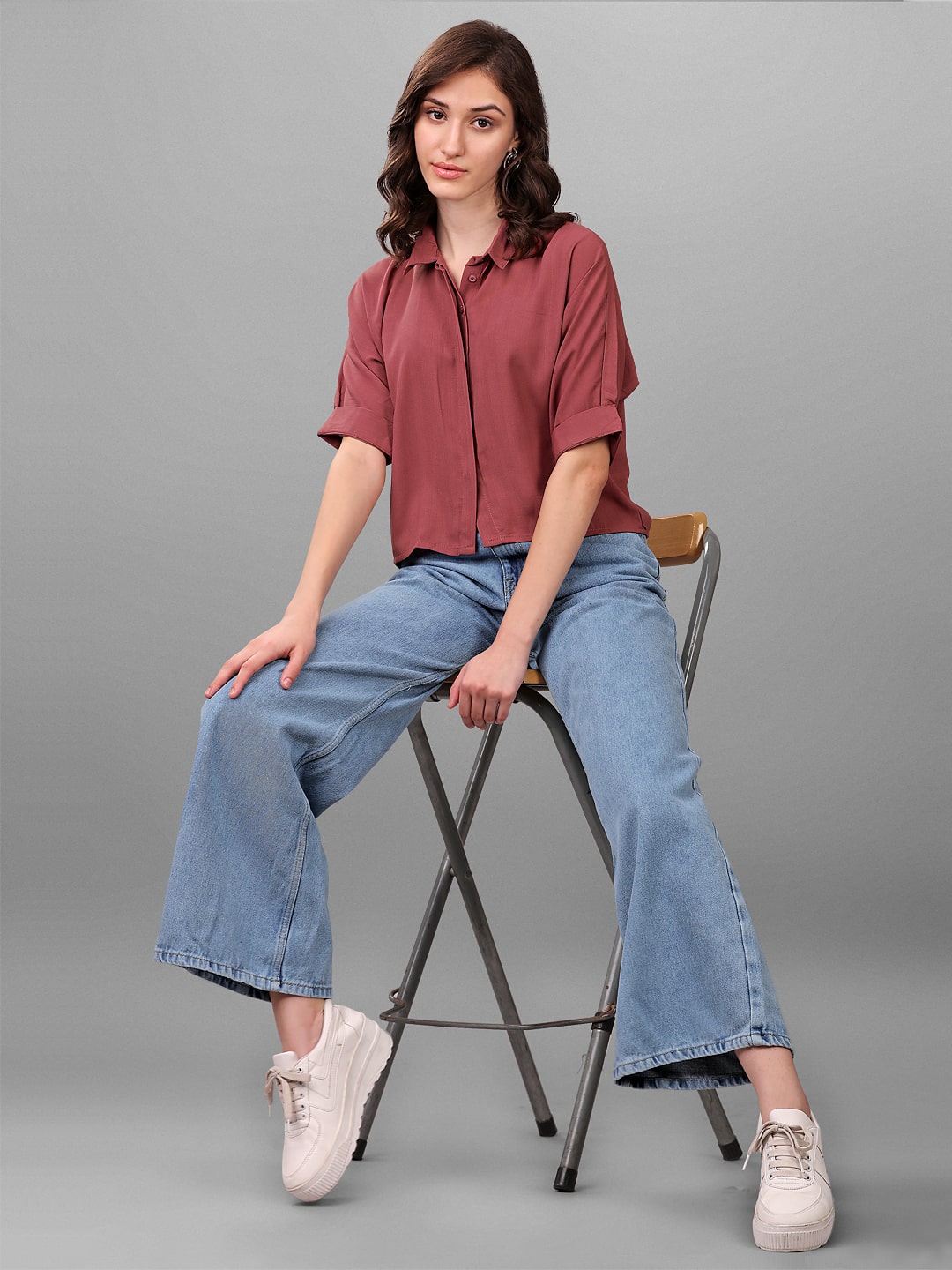 SXV Duskypink Casual Crop shirt