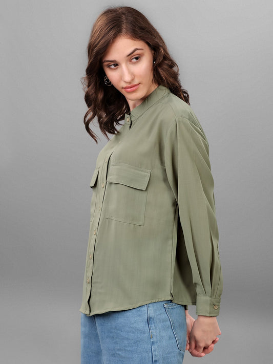 SXV Olive Casual Oversized shirt