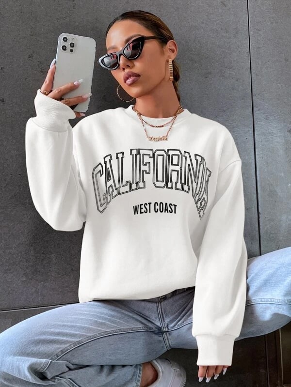 SXV 'CALIFORNIA WEST COAST’ Printed Cool Aesthetic Drop Shoulder Oversized Sweatshirt
