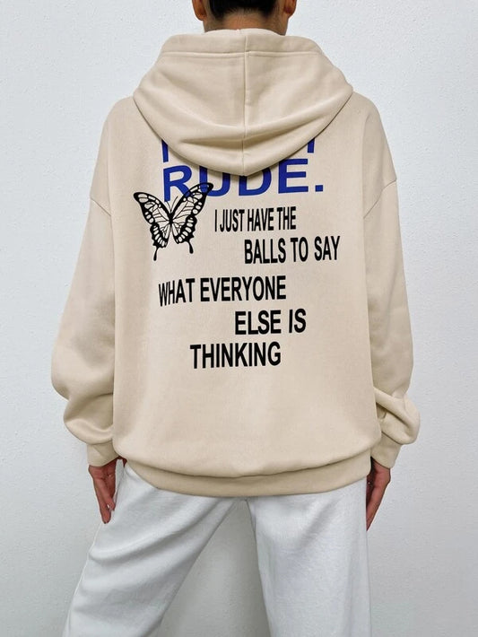SXV 'I M NOT RUDE’ Printed Cool Aesthetic Sweatshirt Hoodie