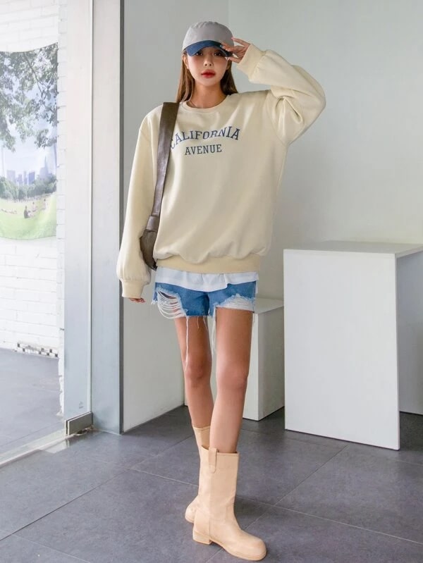 SXV 'California AVENUE’ Printed Cool Aesthetic Drop Shoulder Oversized Sweatshirt