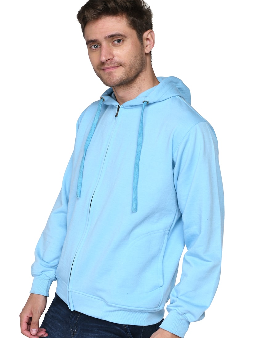 SXV Solid Plain Zipper Sweatshirt Hoodie for Men & Women (AQUABLUE)