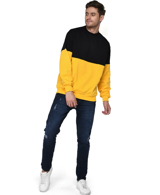 SXV Solid COLOURBLOCKED Sweatshirt for Men & Women (Black,Yellow)