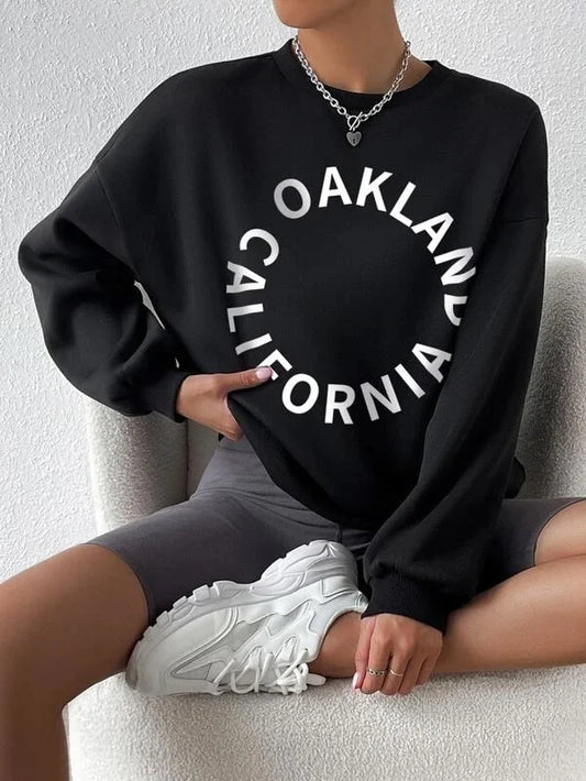 SXV 'Oakland California’ Printed Cool Aesthetic Drop Shoulder Oversized Sweatshirt