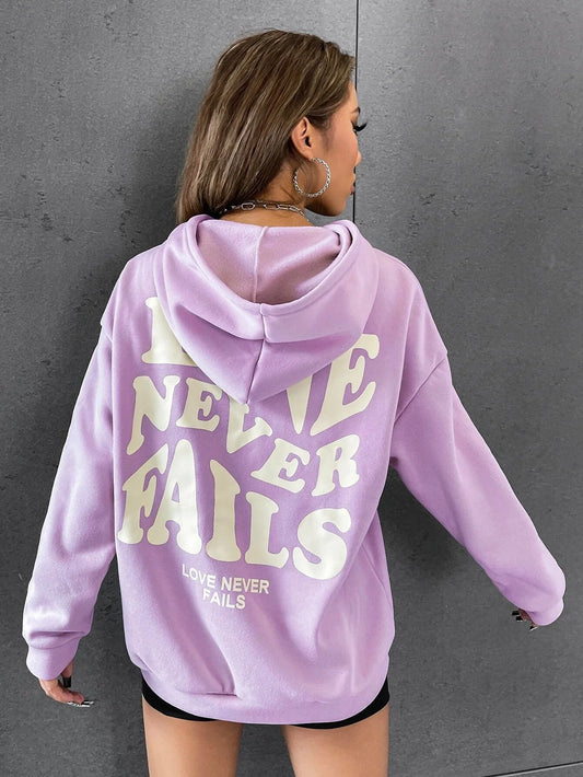 SXV 'Love Never Fails’ Printed Cool Aesthetic Sweatshirt Hoodie