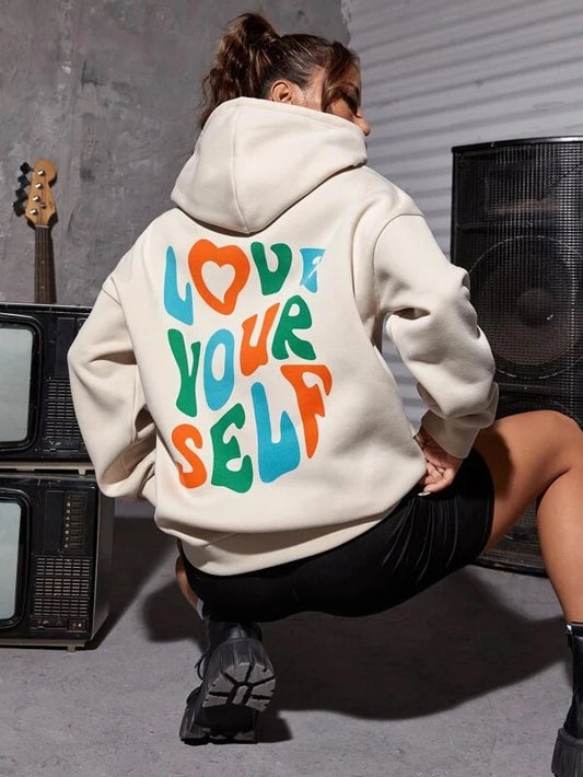 SXV 'Love Your Self’ Printed Cool Aesthetic Sweatshirt Hoodie