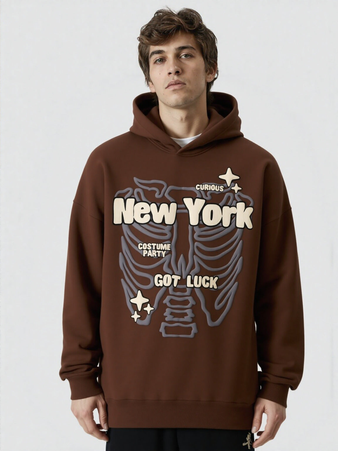 SXV LUXE Premium Quality 3D Printed Brown Hoodie (100% cotton 450 gsm fleece inside)