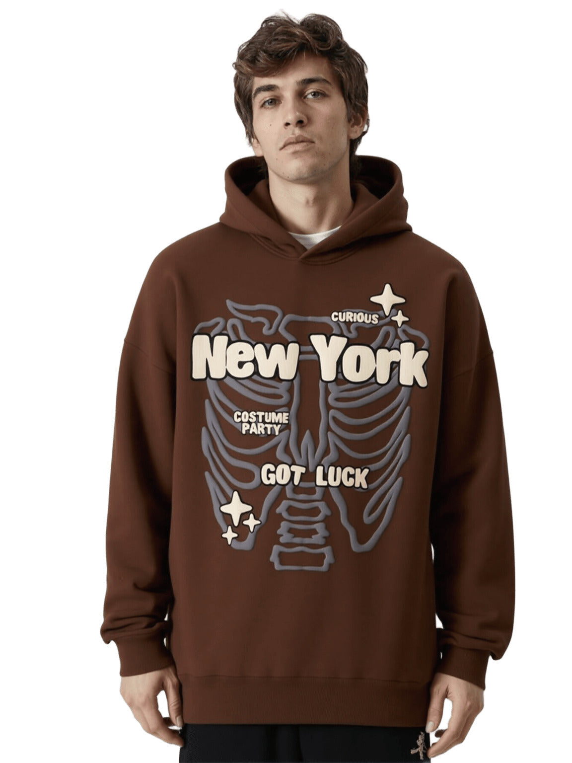 SXV LUXE Premium Quality 3D Printed Brown Hoodie (100% cotton 450 gsm fleece inside)