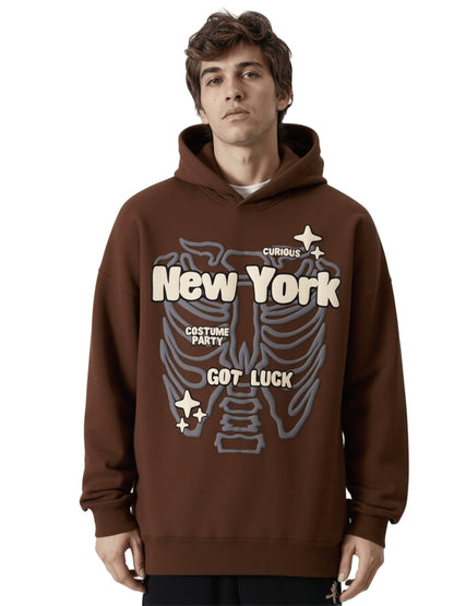 SXV LUXE Premium Quality 3D Printed Brown Hoodie (100% cotton 450 gsm fleece inside)