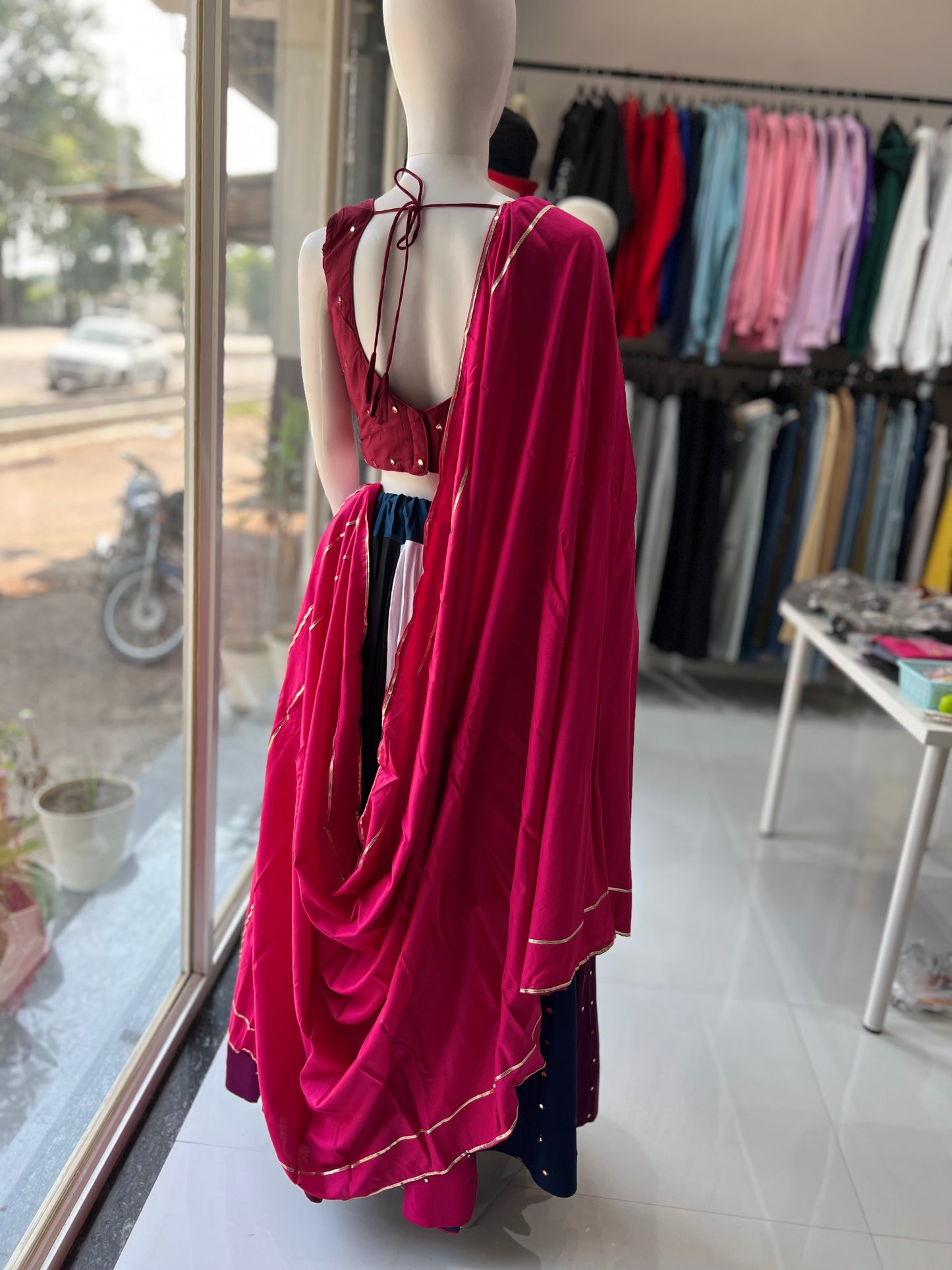 SXV multicolour mirror work cotton chaniya choli for festive season (limited edition)fully stitched