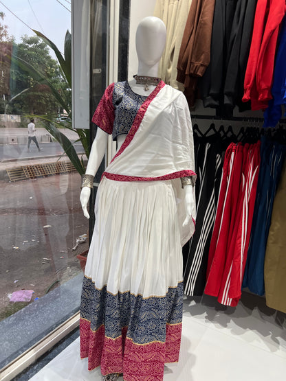 SXV white and pink cotton chaniya choli for festive season (limited edition)