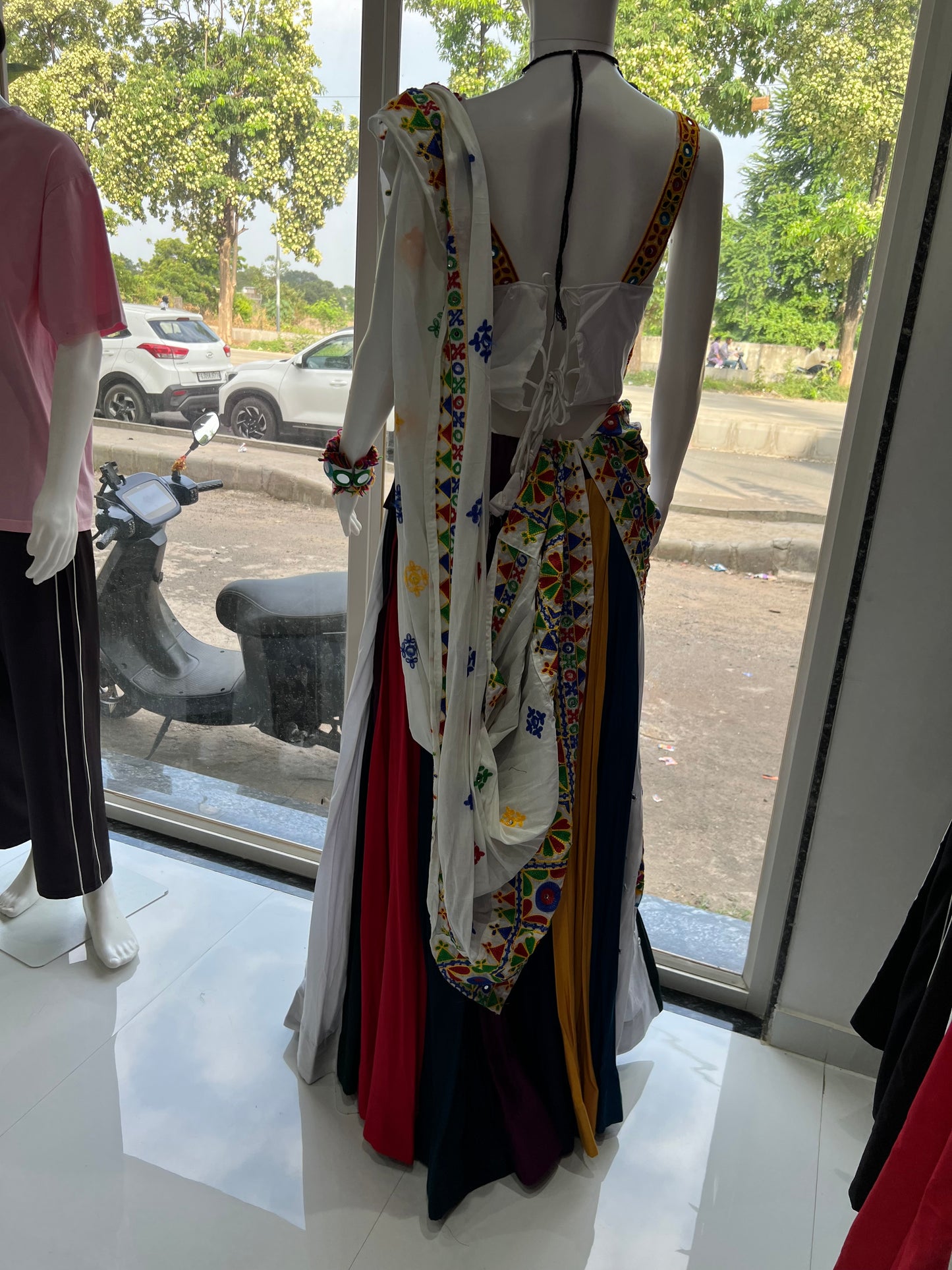 SXV multicoloured kutchi work cotton chaniya choli from gujarat for festive season (limited edition)