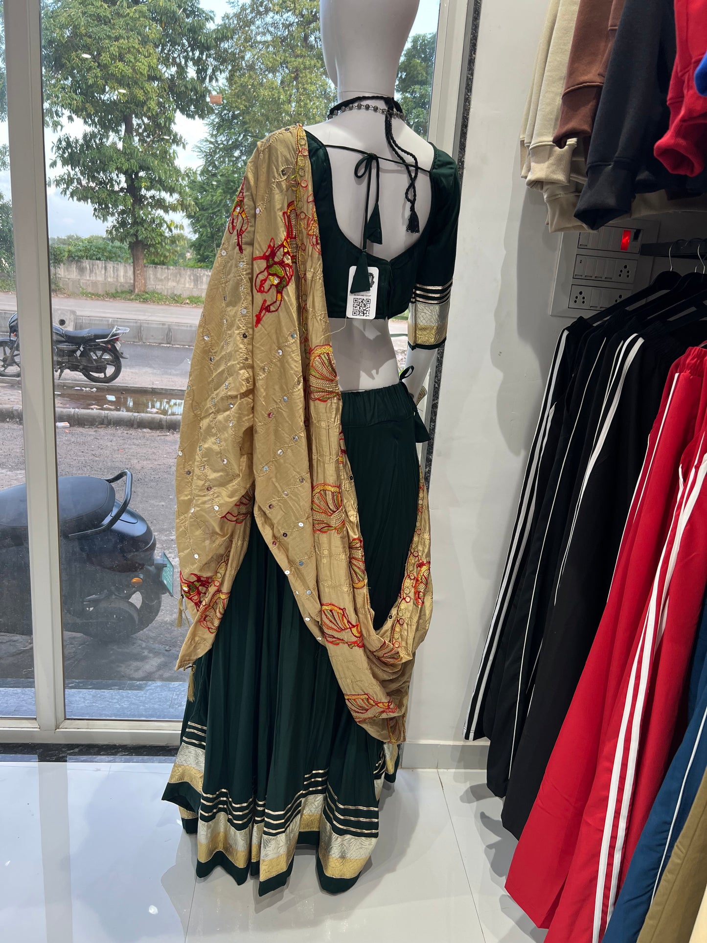 SXV green vintage cotton embroidered chaniya choli for festive season(limited edition)