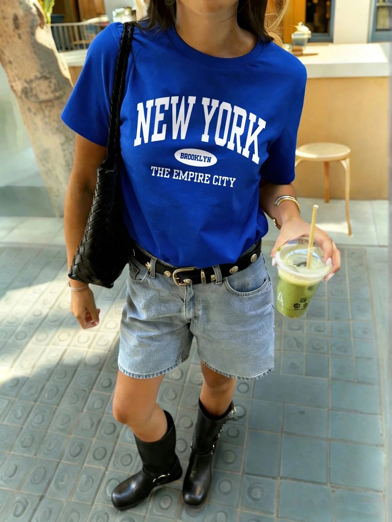 SXV Women's Summer Letter Print Off-Shoulder Loose Casual T-Shirt