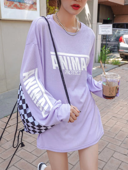SXV ANIMAL PROTECT Letter Graphic Drop Shoulder Oversized Tee