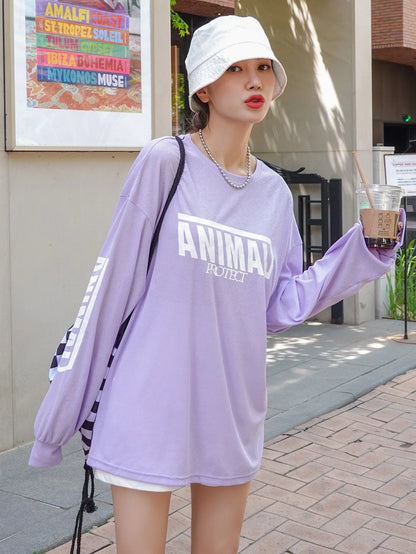 SXV ANIMAL PROTECT Letter Graphic Drop Shoulder Oversized Tee