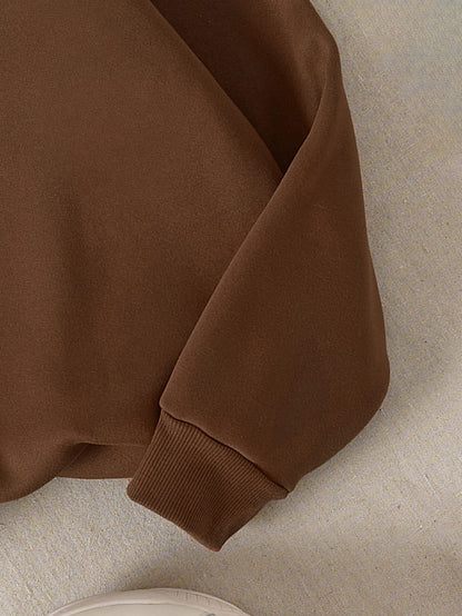 SXV Casual Round Neck Long Sleeve Letter Print Minimalist Sweatshirt, Everyday Wear