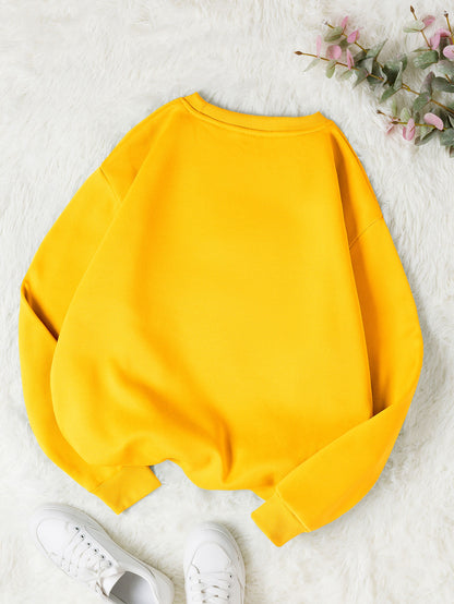 SXV Floral And Eyes Print Thermal Lined Sweatshirt,Long Sleeve Tops Fall Cloth For Women