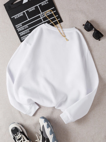 SXV Letter Graphic Thermal Lined Sweatshirt Pullover Fall Outfit