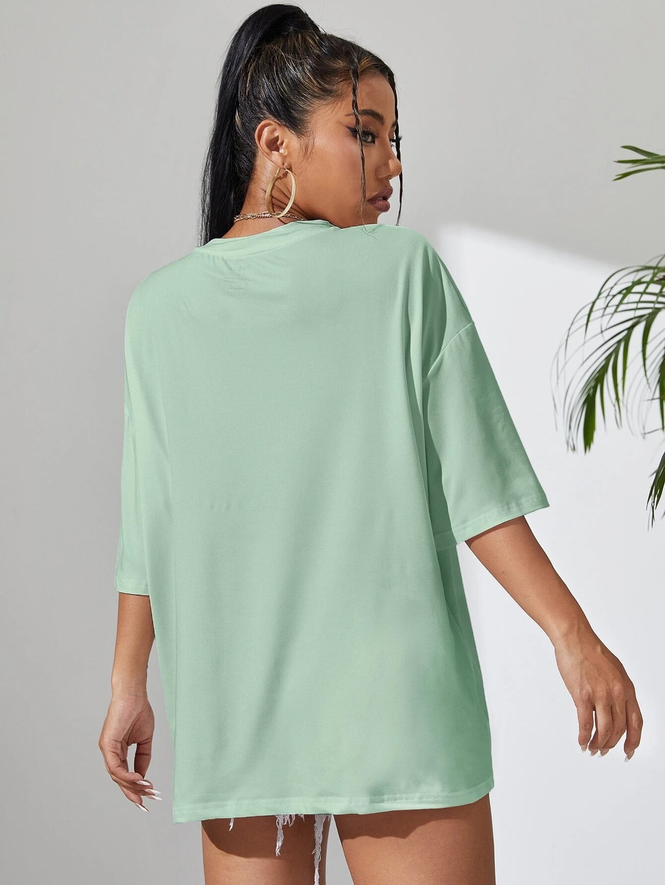 SXV Intense feelings mintgreen Graphic Drop Shoulder Tee