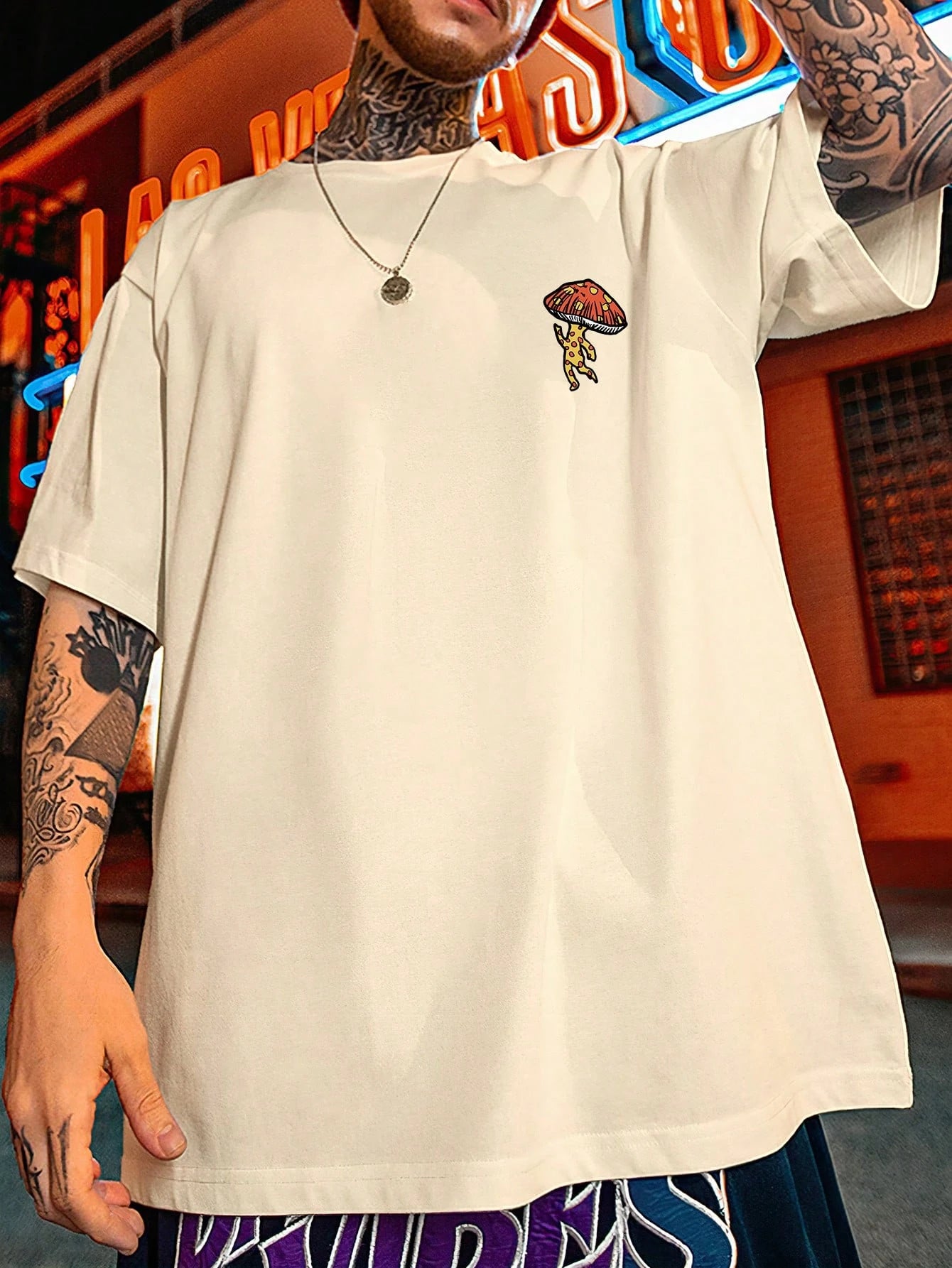 SXV 'mushroom’ Printed Cool Aesthetic Oversized Baggy T-shirt