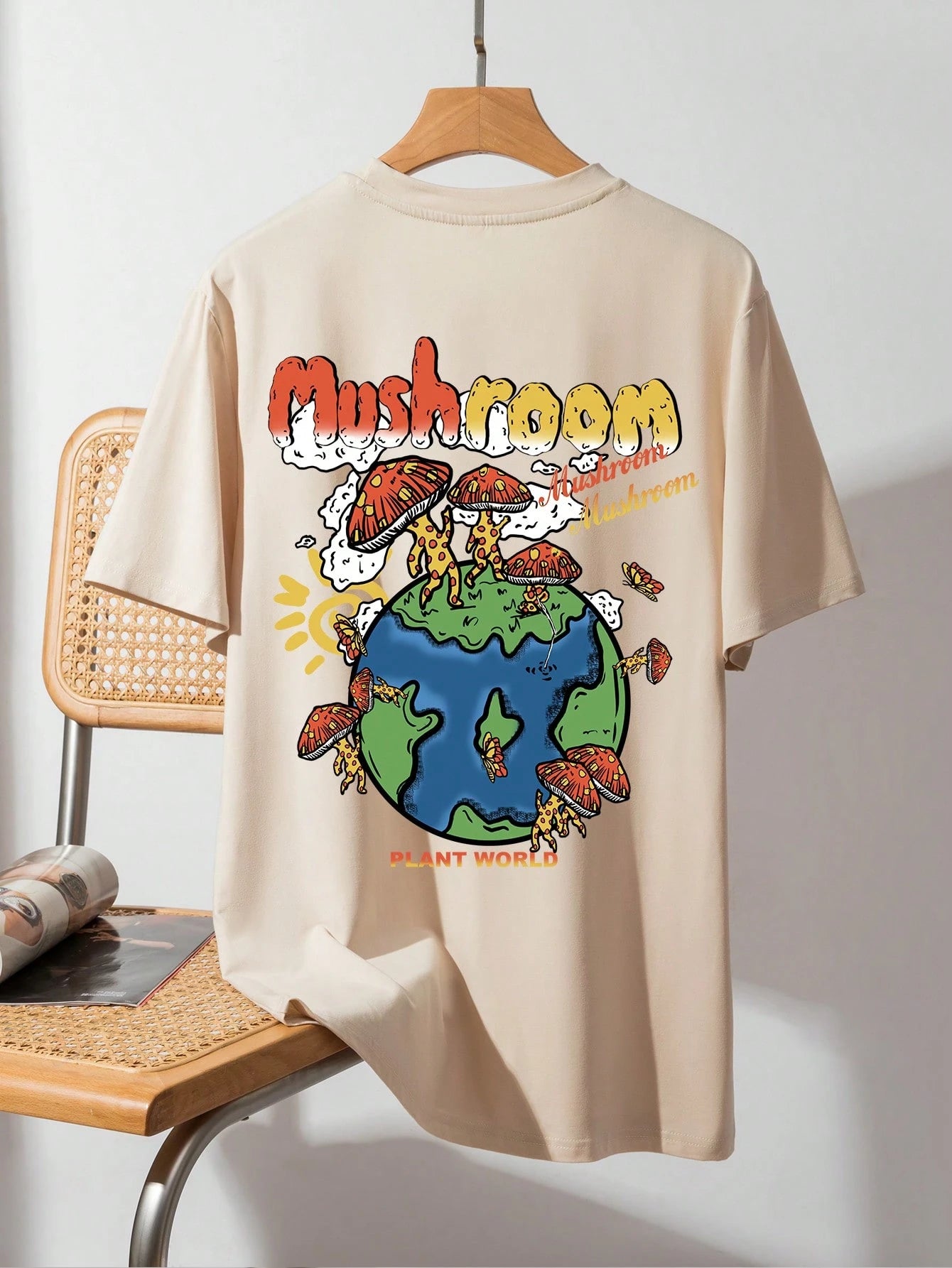 SXV 'mushroom’ Printed Cool Aesthetic Oversized Baggy T-shirt