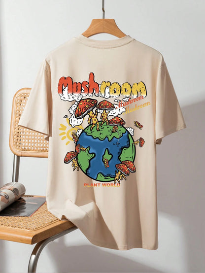 SXV 'mushroom’ Printed Cool Aesthetic Oversized Baggy T-shirt