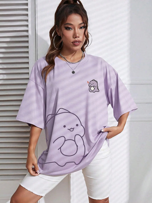 SXV  'cute cartoon’ Printed Cool Aesthetic Oversized Baggy T-shirt