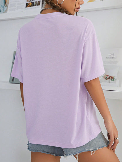 SXV Nashville music city Letter Print Cheongsam Pattern Round Neck Short Sleeve T-Shirt