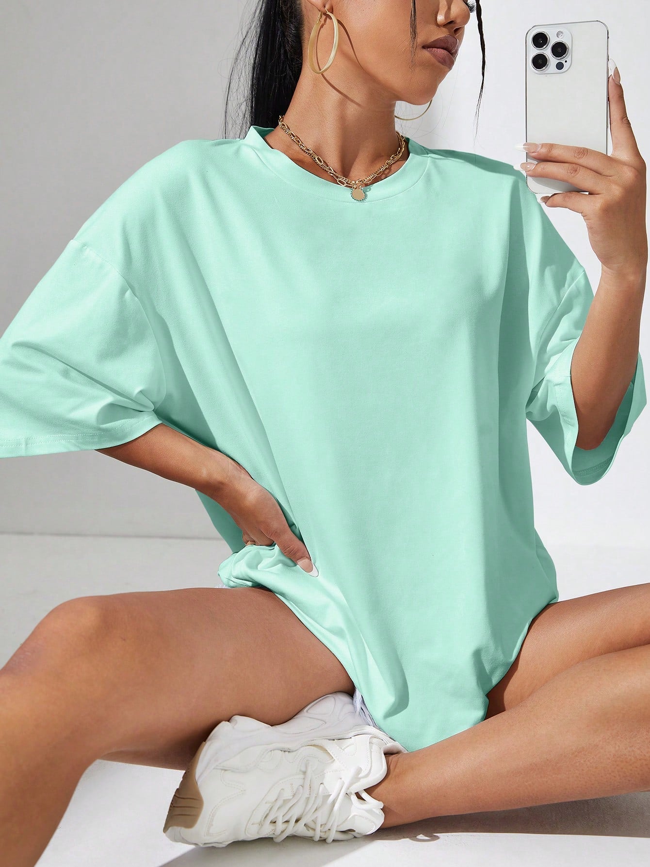 SXV Solid Drop Shoulder Oversized Tee
