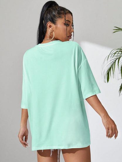 SXV Solid Drop Shoulder Oversized Tee