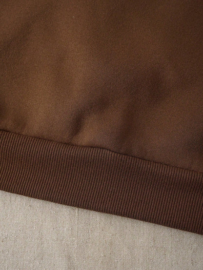 SXV Letter & Floral Print Thermal Pullover