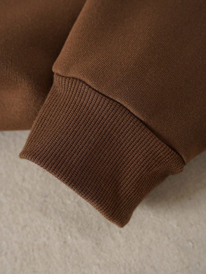 SXV Letter & Floral Print Thermal Pullover