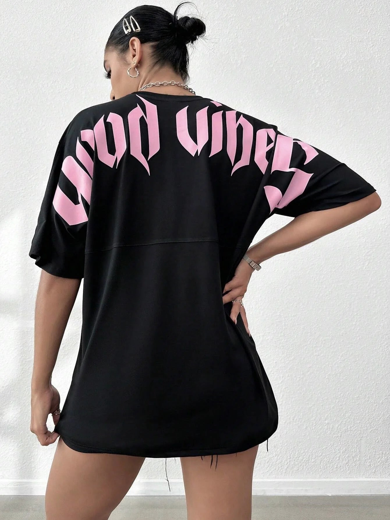 SXV  'GOOD VIBES’ Printed Cool Aesthetic Oversized Baggy T-shirt