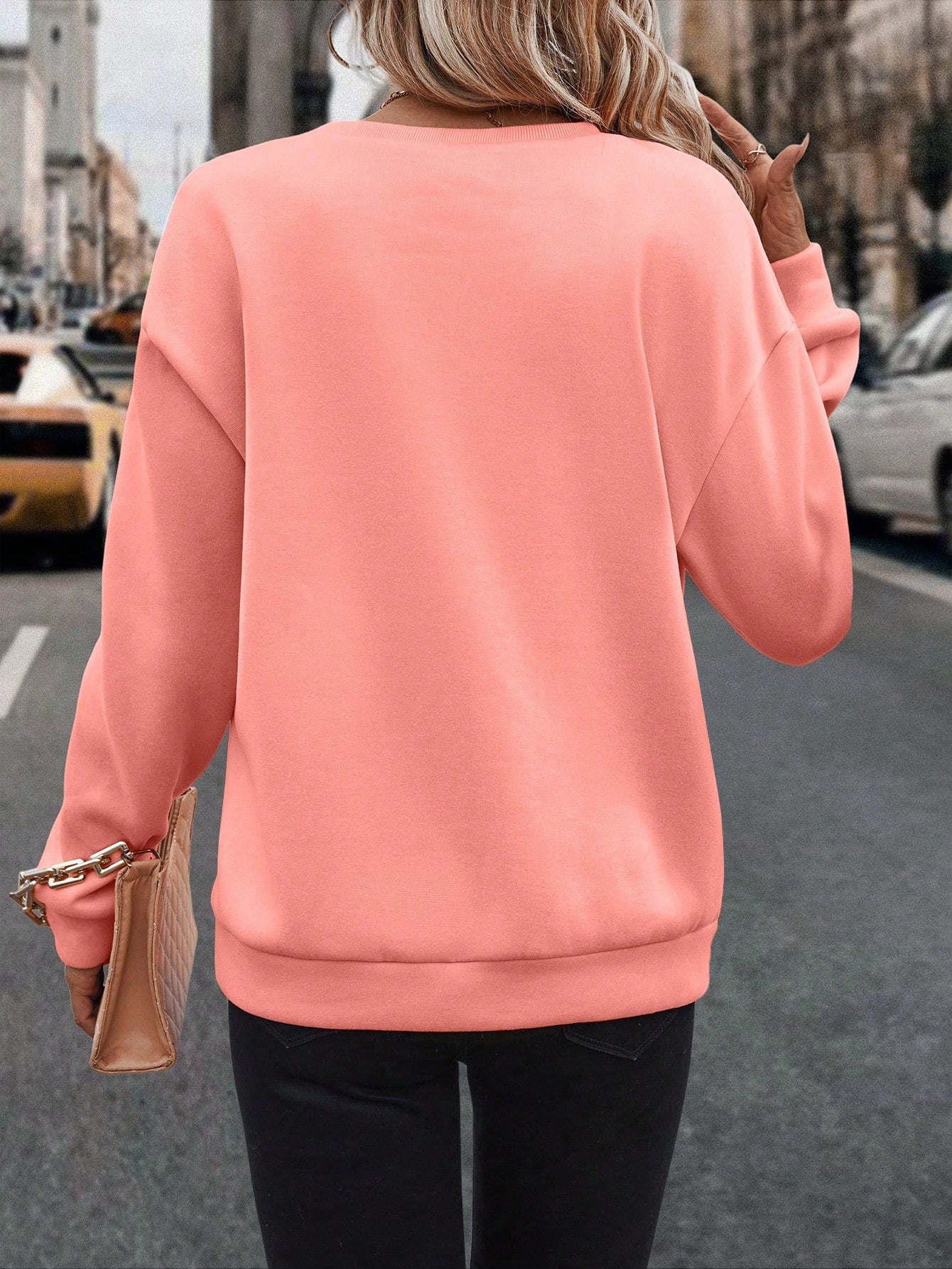 SXV  'never give up’ Printed Cool Aesthetic Drop Shoulder Oversized Baggy Sweatshirt