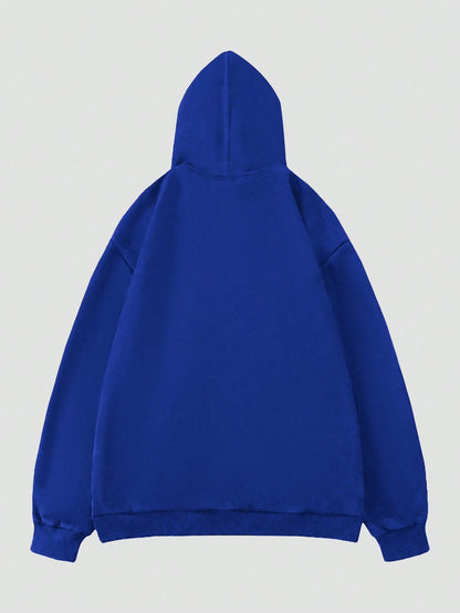 SXV Letter & Spider Printed Zip Up Hoodie