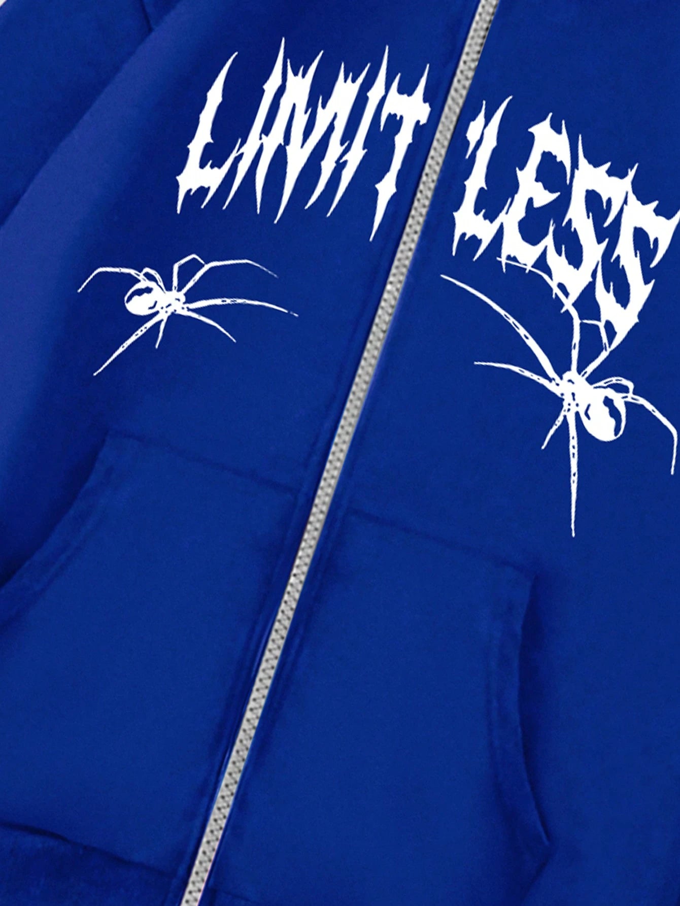 SXV Letter & Spider Printed Zip Up Hoodie