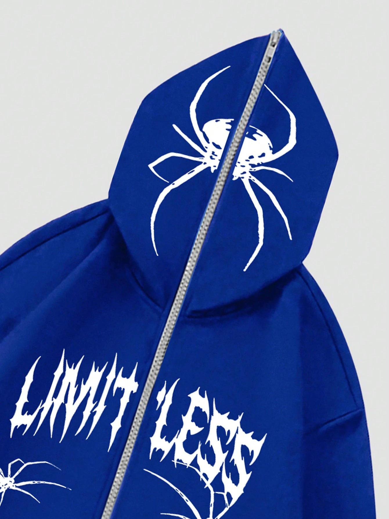 SXV Letter & Spider Printed Zip Up Hoodie