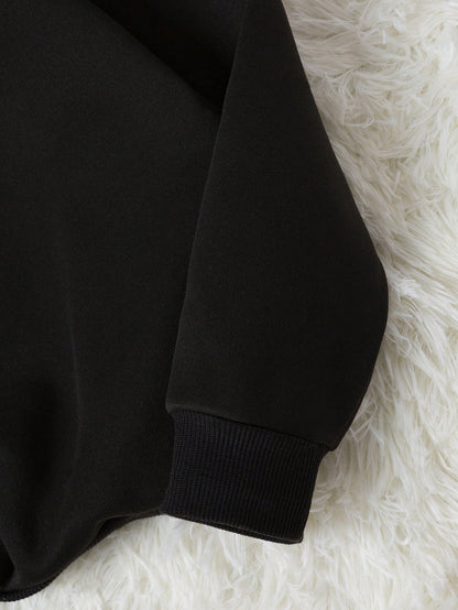 SXV Cicago Letter Graphic Thermal Lined Sweatshirt,Long Sleeve Tops Fall Cloth For Women