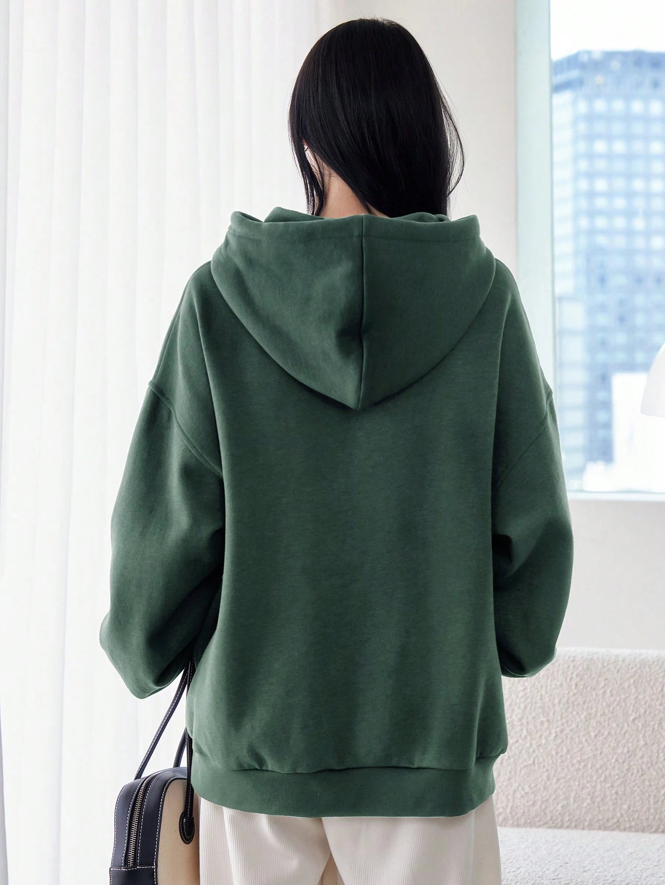 SXV Big Pocket Drop Shoulder Drawstring Hoodie,Long Sleeve Tops Old Money Style,Fall Women Clothes Sweatshirt
