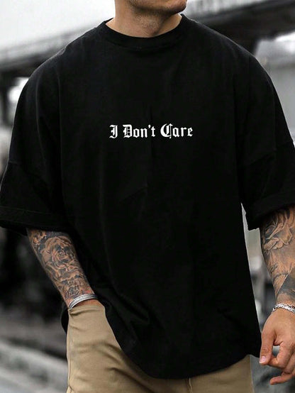 SXV  'I DONT CARE’ Printed Cool Aesthetic Oversized Baggy T-shirt