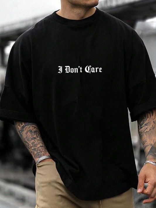 SXV  'I DONT CARE’ Printed Cool Aesthetic Oversized Baggy T-shirt